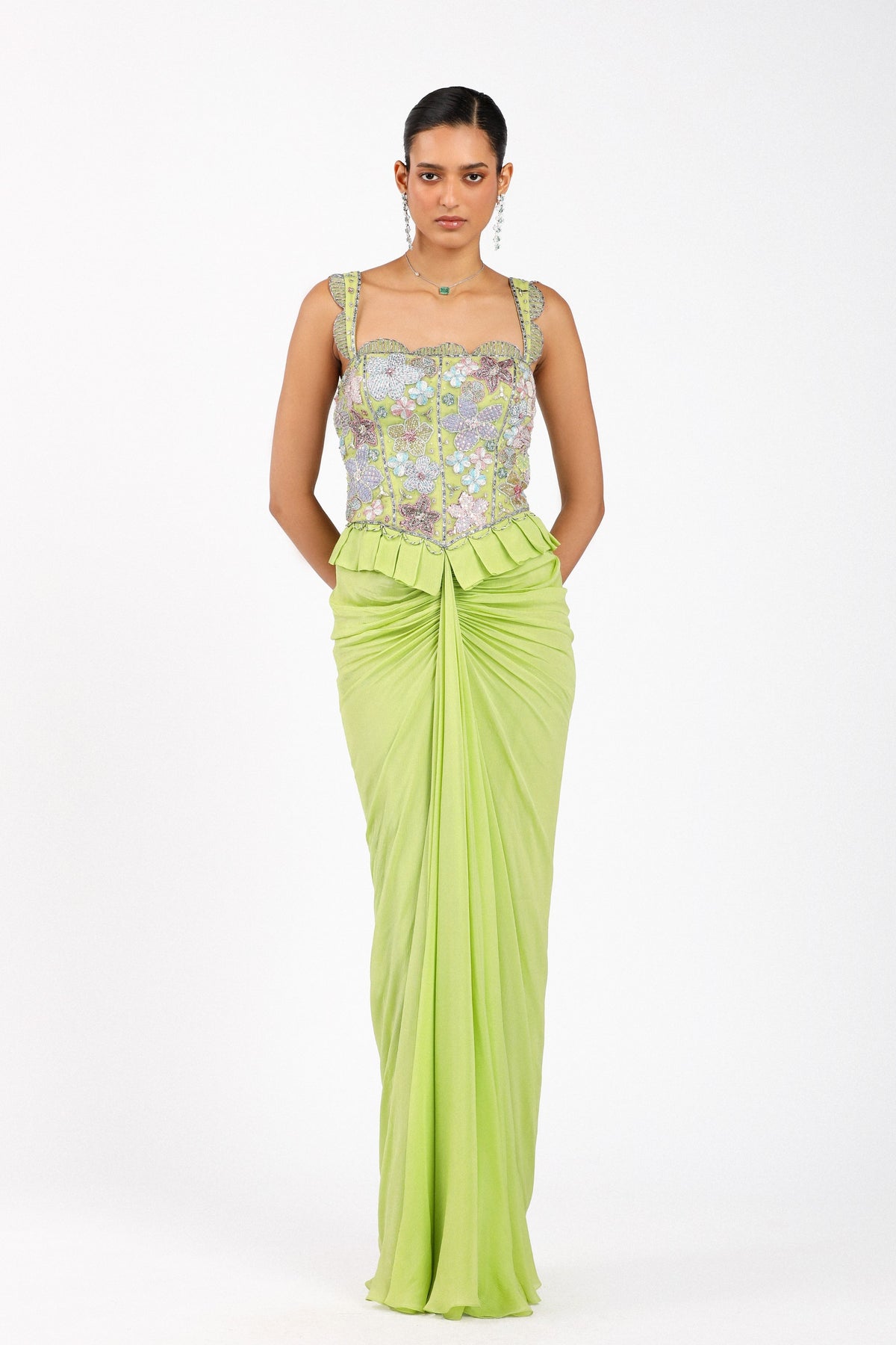 Yszlie Pleated Skirted Gown