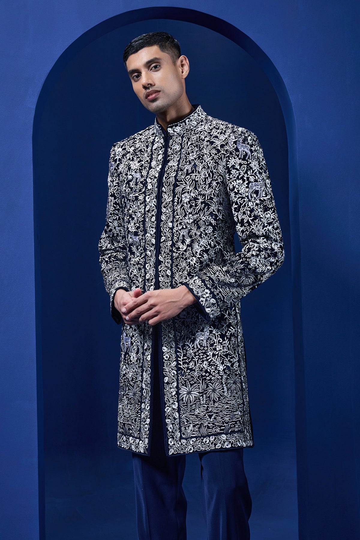 Navy Shine Jacket Set