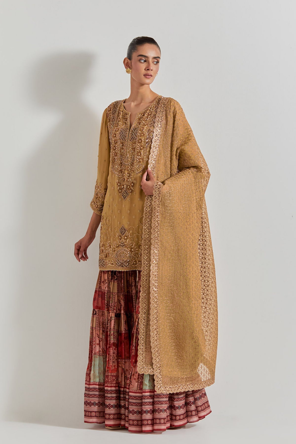 Chanderi Silk Pleated Sharara Set