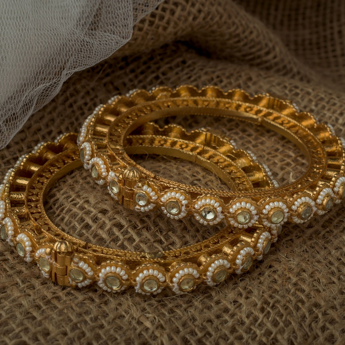 Gold Plated Womens Kundan Bangles