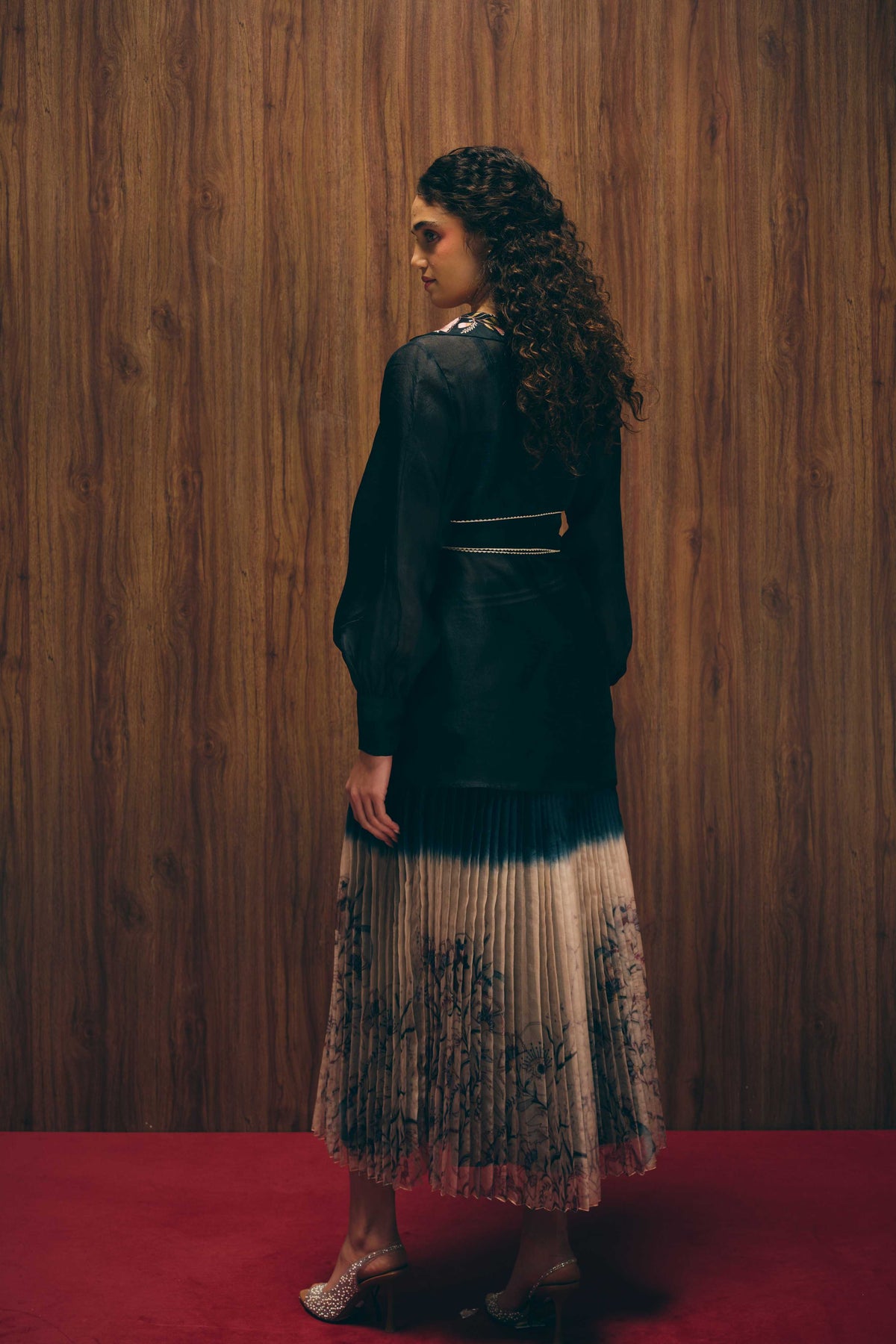 Midnight Bloom Black Jacket Set