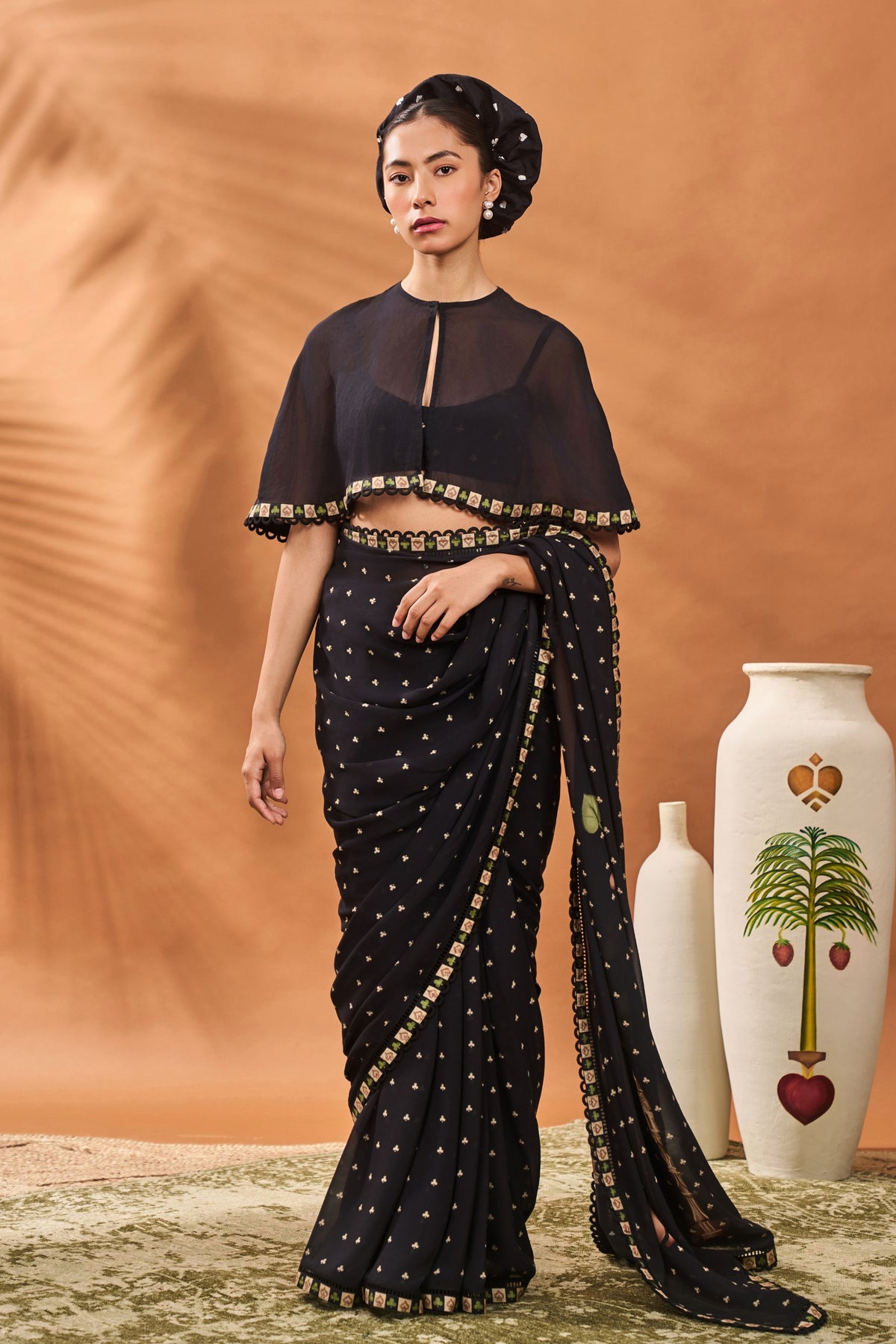 Black Striped All Fours Saree