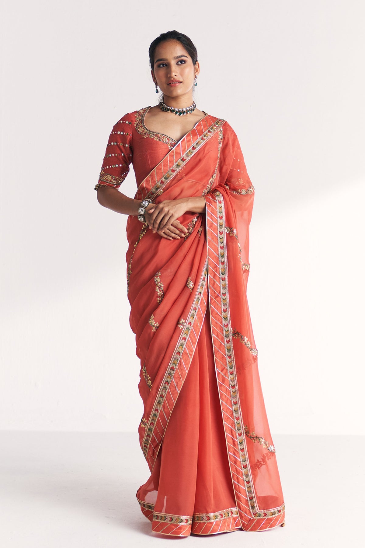 Rimjhim Tangerine Saree
