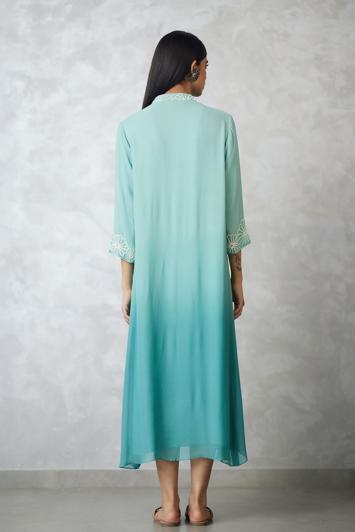 Seafoam Blocked Faux Jacket Dress