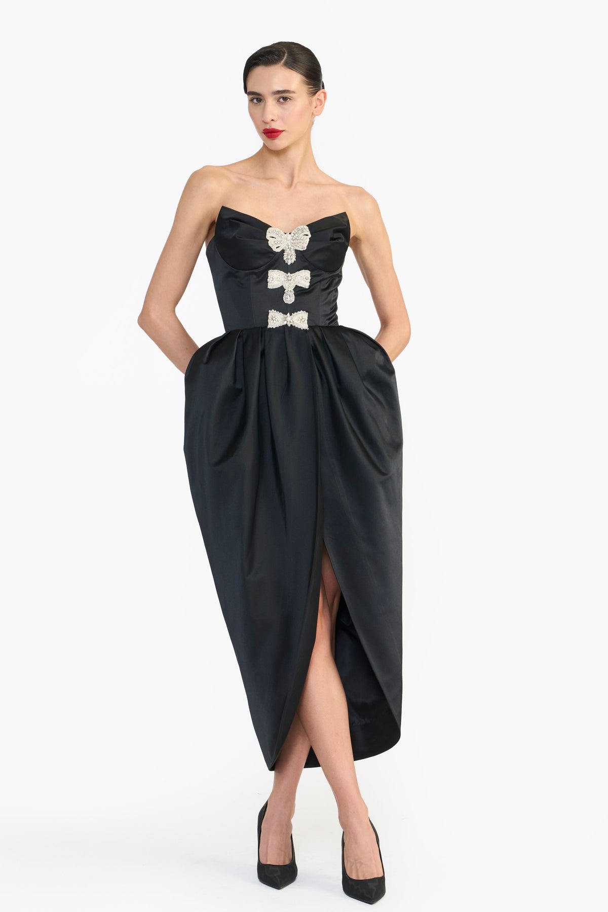 Black Sculpted Strapless Dress