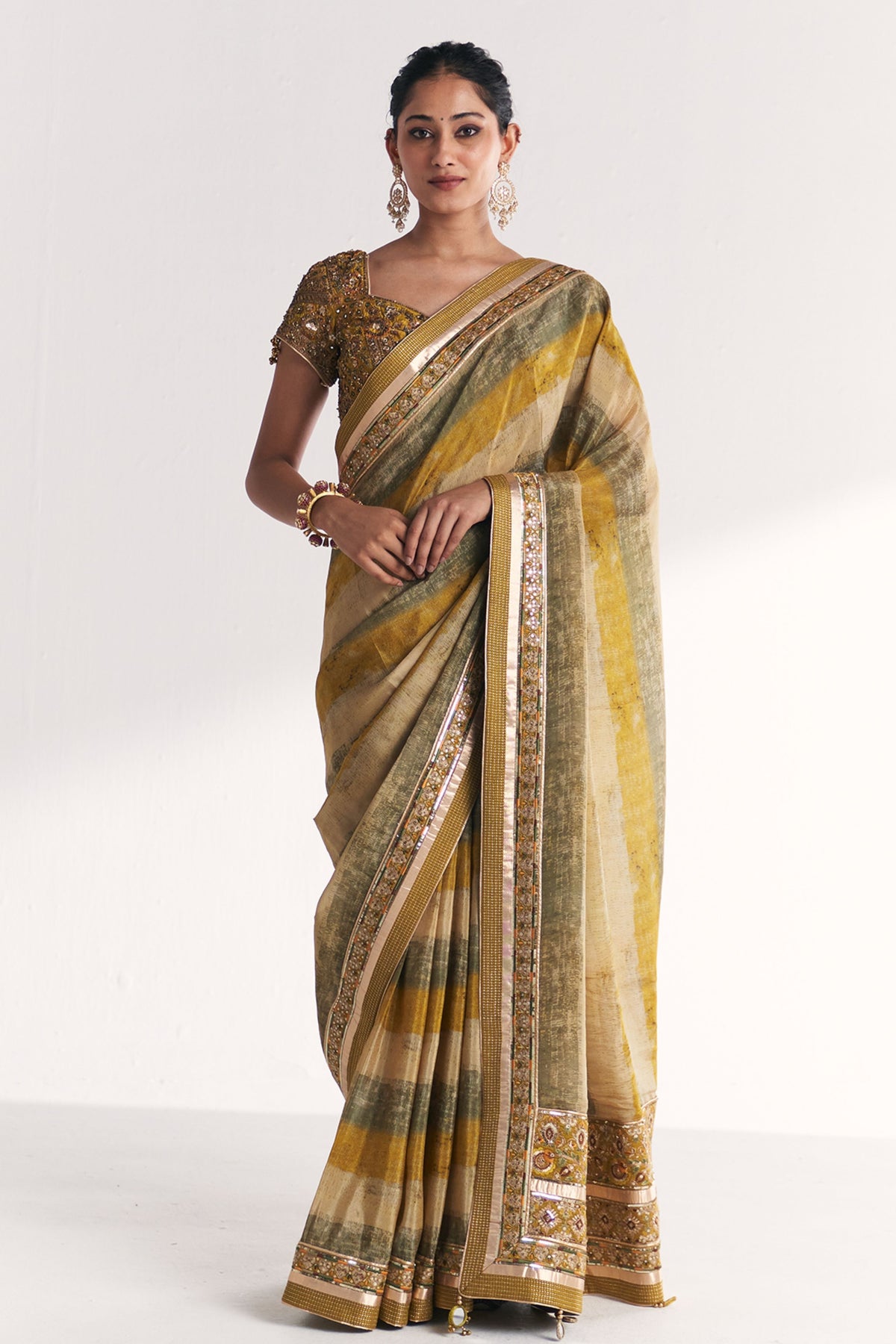 Kusum Lime Green Saree