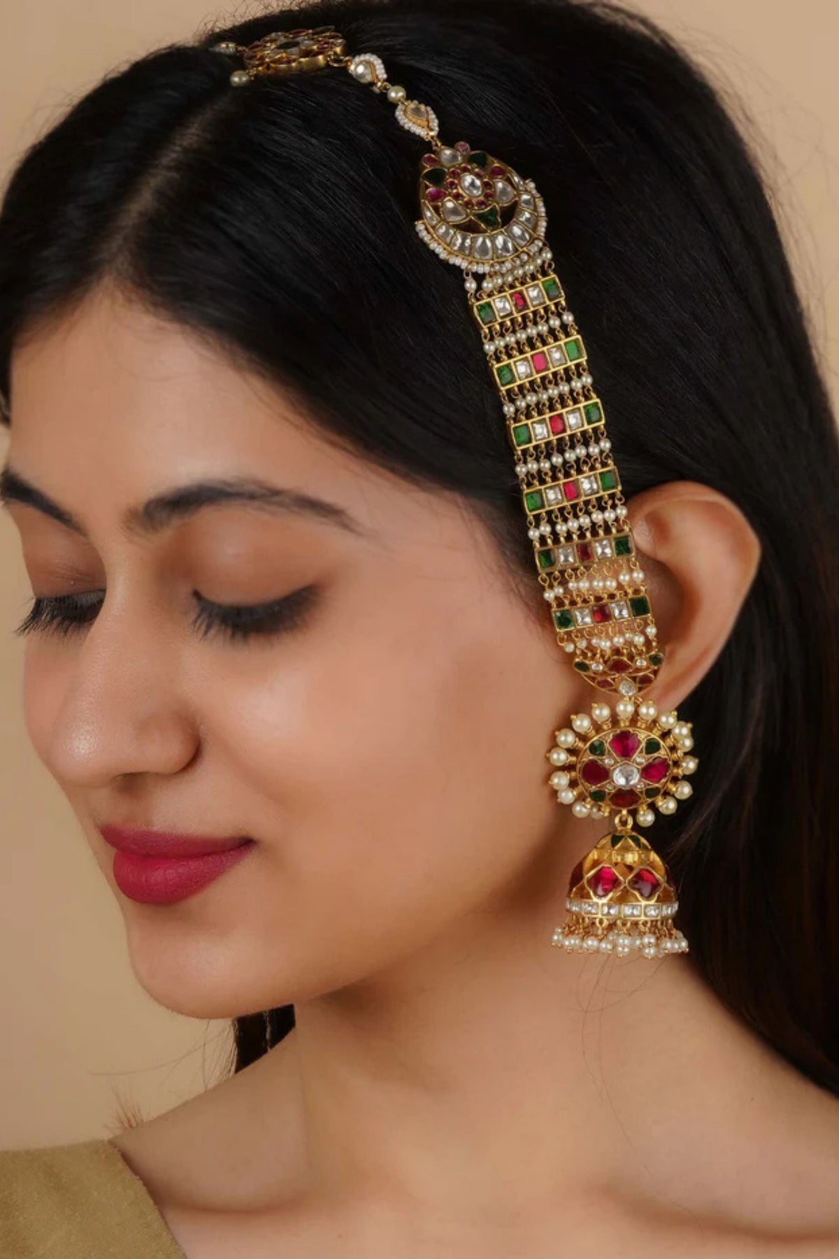 Gold Plated Jadau Kundan Earrings
