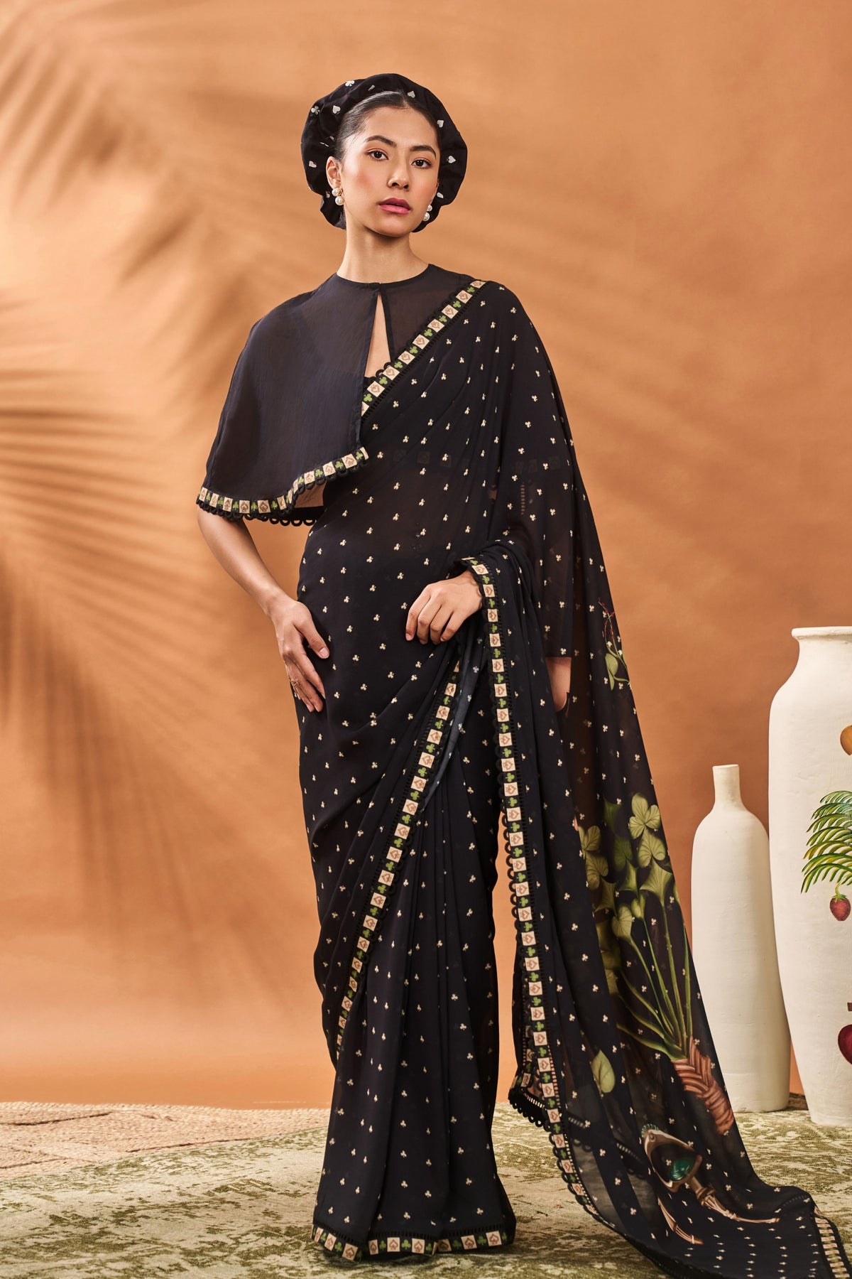 Black Striped All Fours Saree