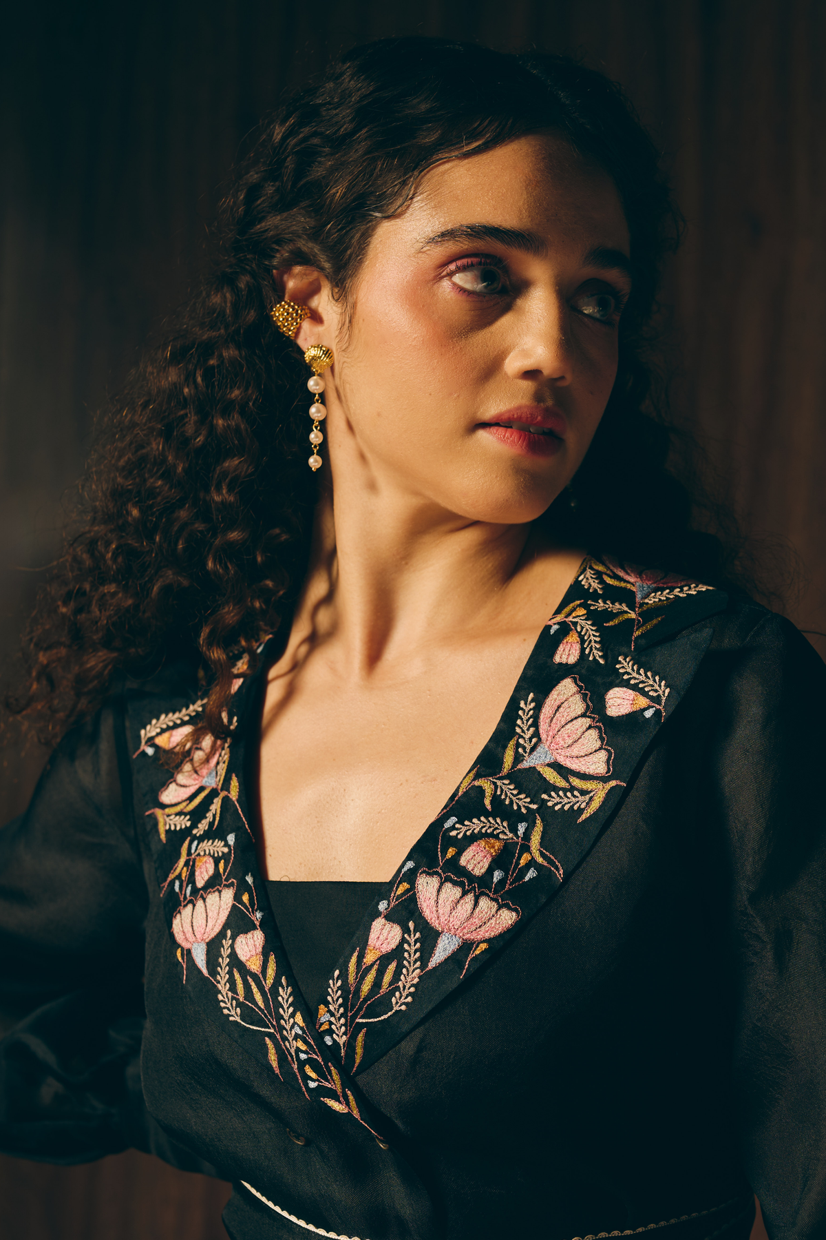 Midnight Bloom Blazer Set