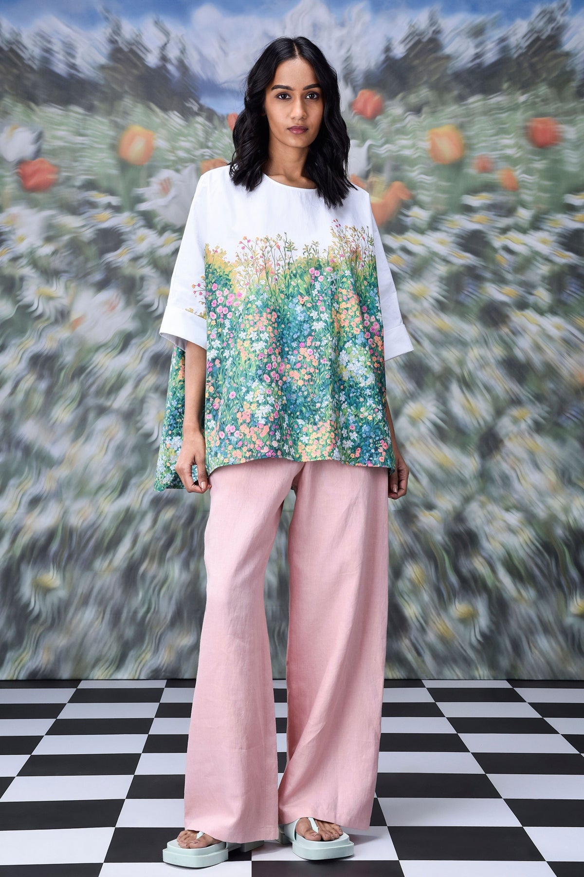 Meadow Print Oversized Top