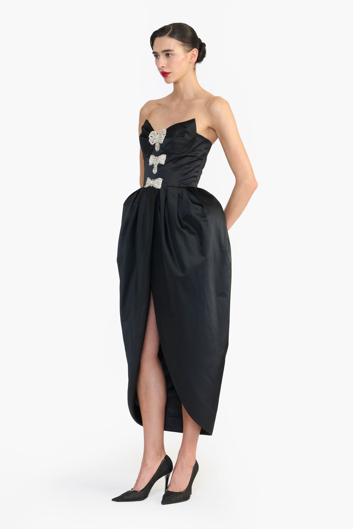 Black Sculpted Strapless Dress