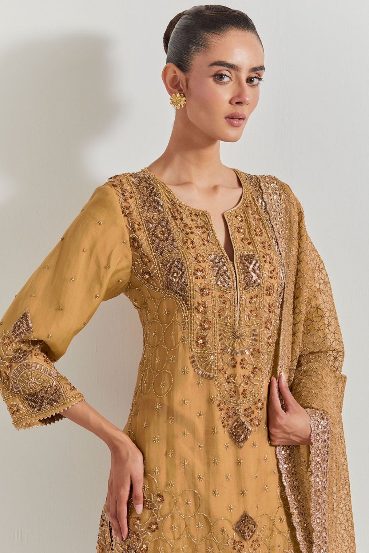 Chanderi Silk Pleated Sharara Set
