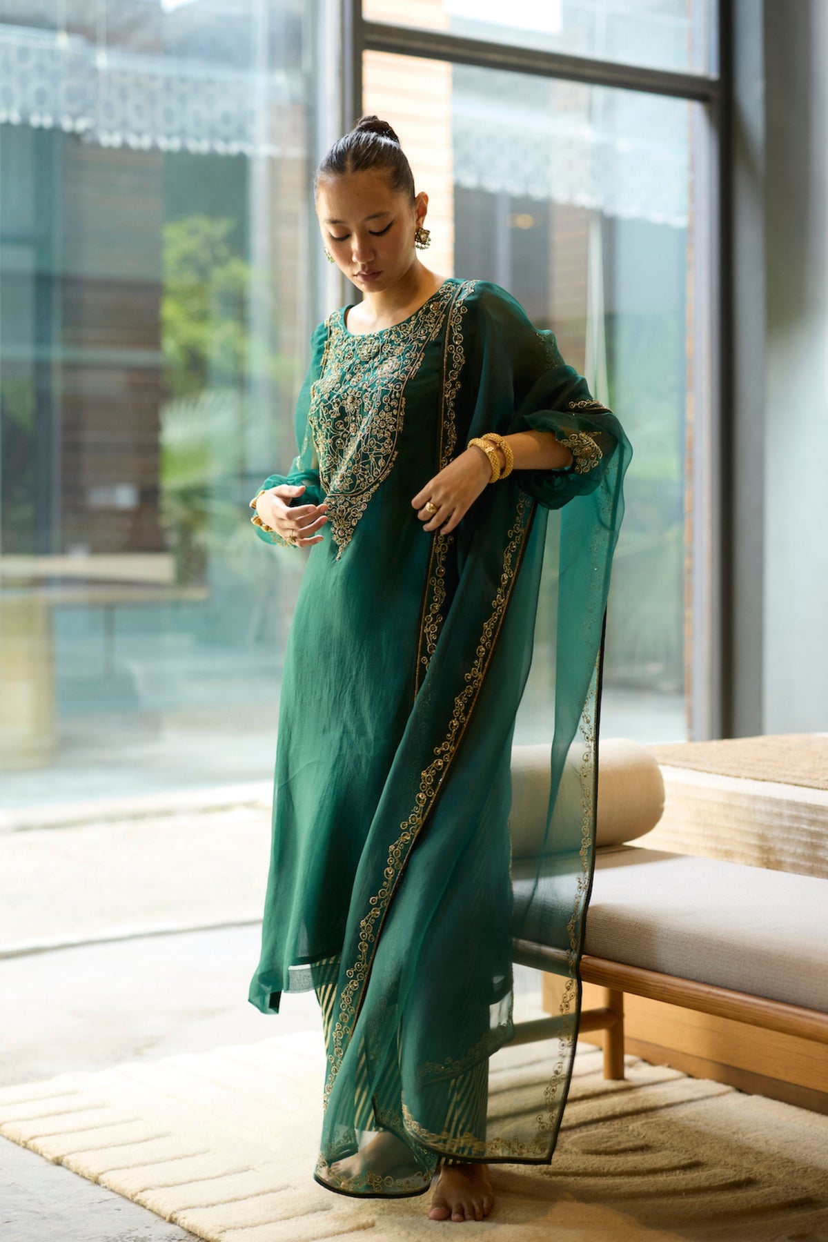 Green Sukhaali Kurta Set