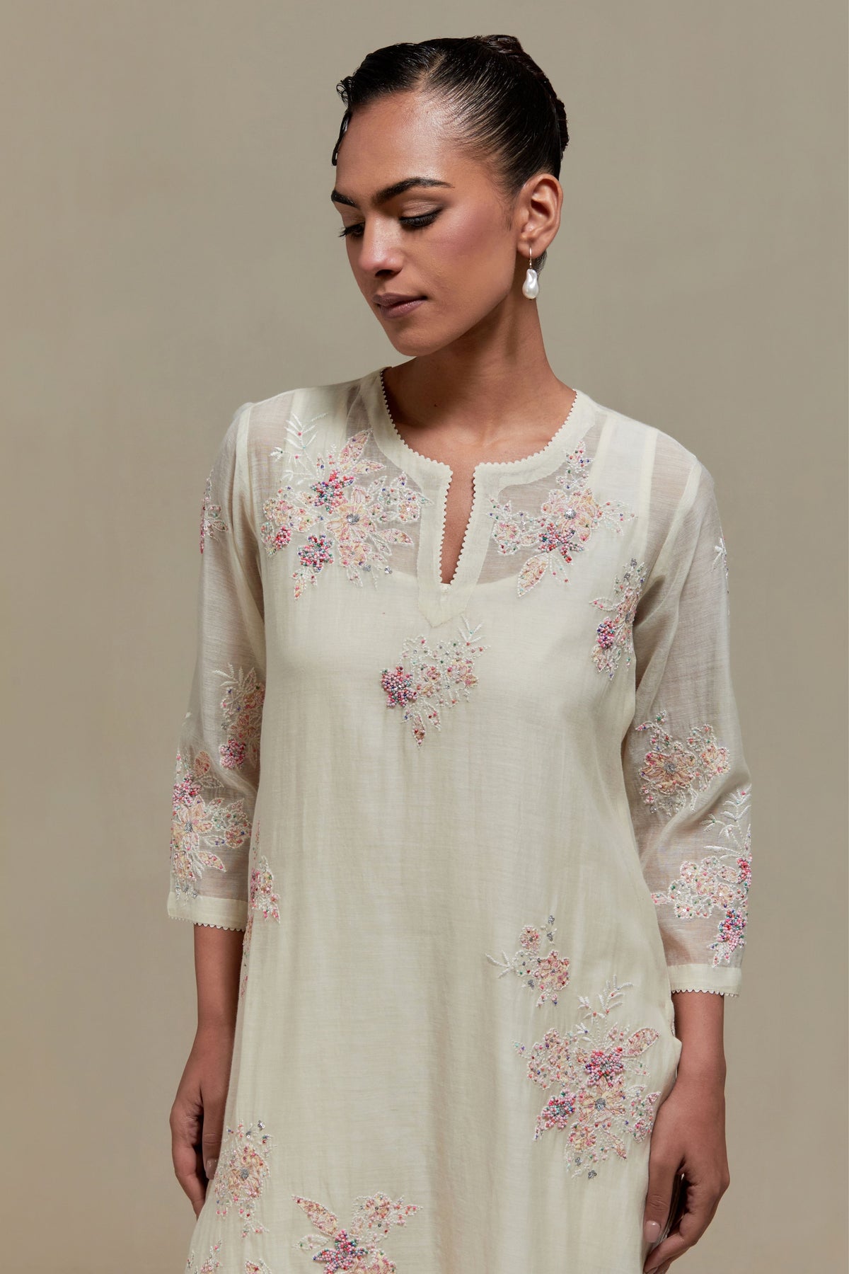 Pink Floral Kurta And Pants