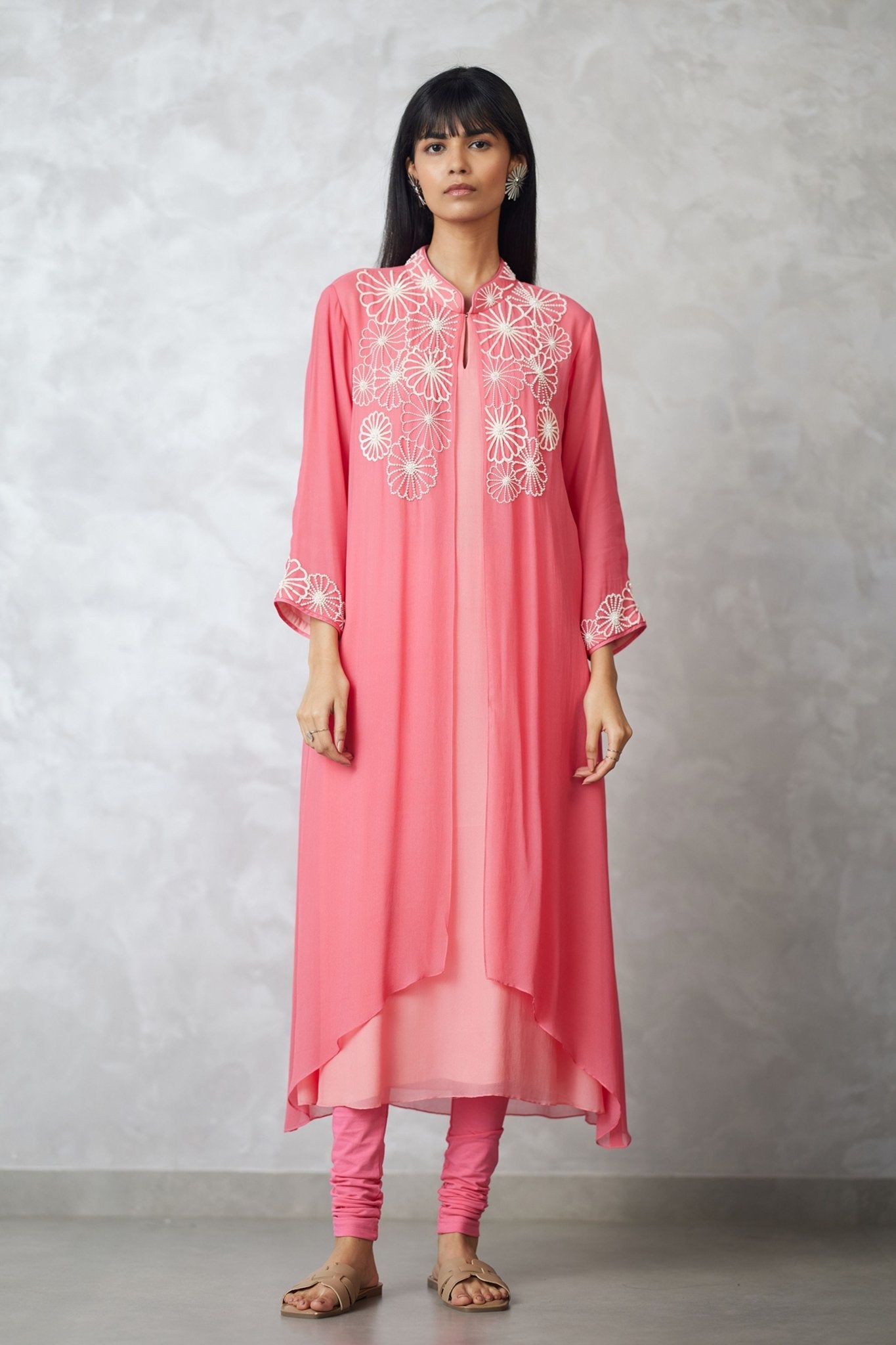 Coral Blocked Faux Dress - Nachiket Barve - Elahe