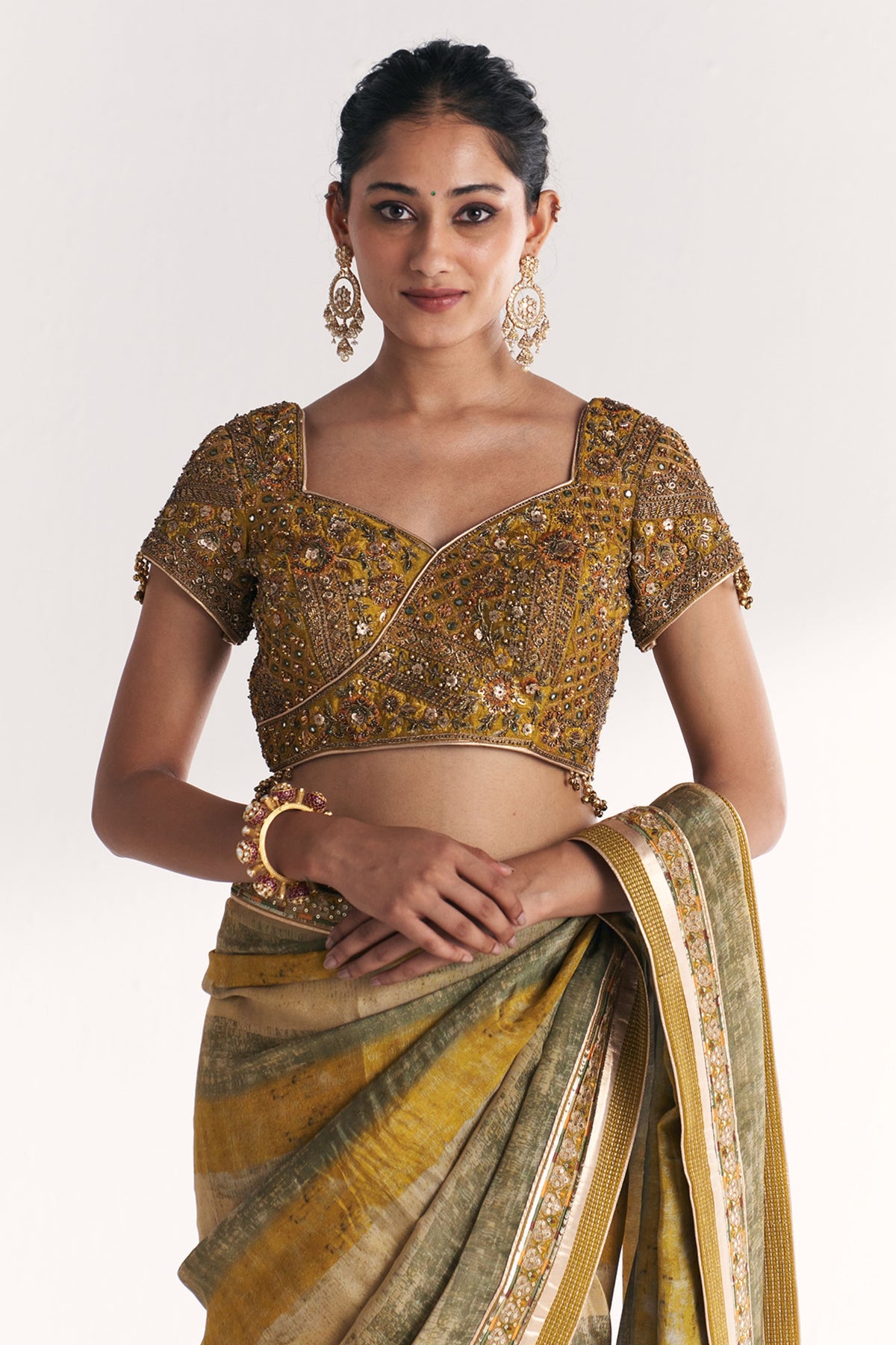 Kusum Lime Green Saree