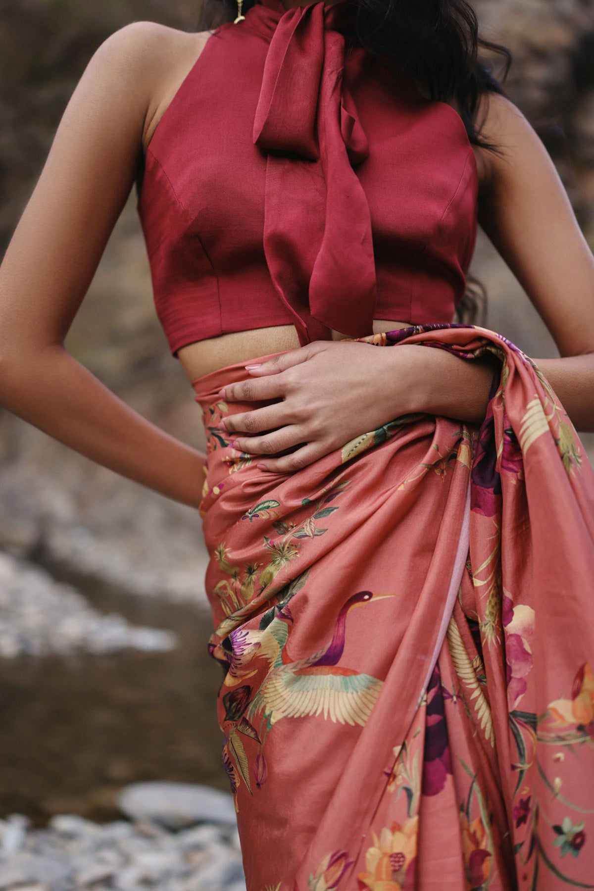 Apricot Field Saree Set