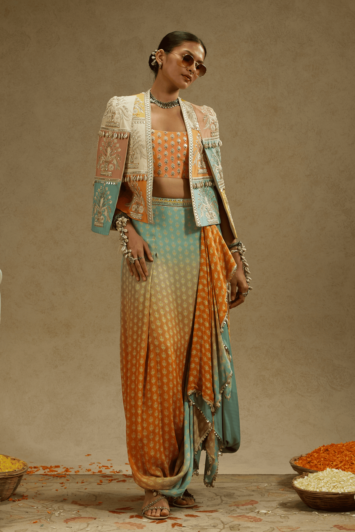 Cape With Bustier and Drape Skirt