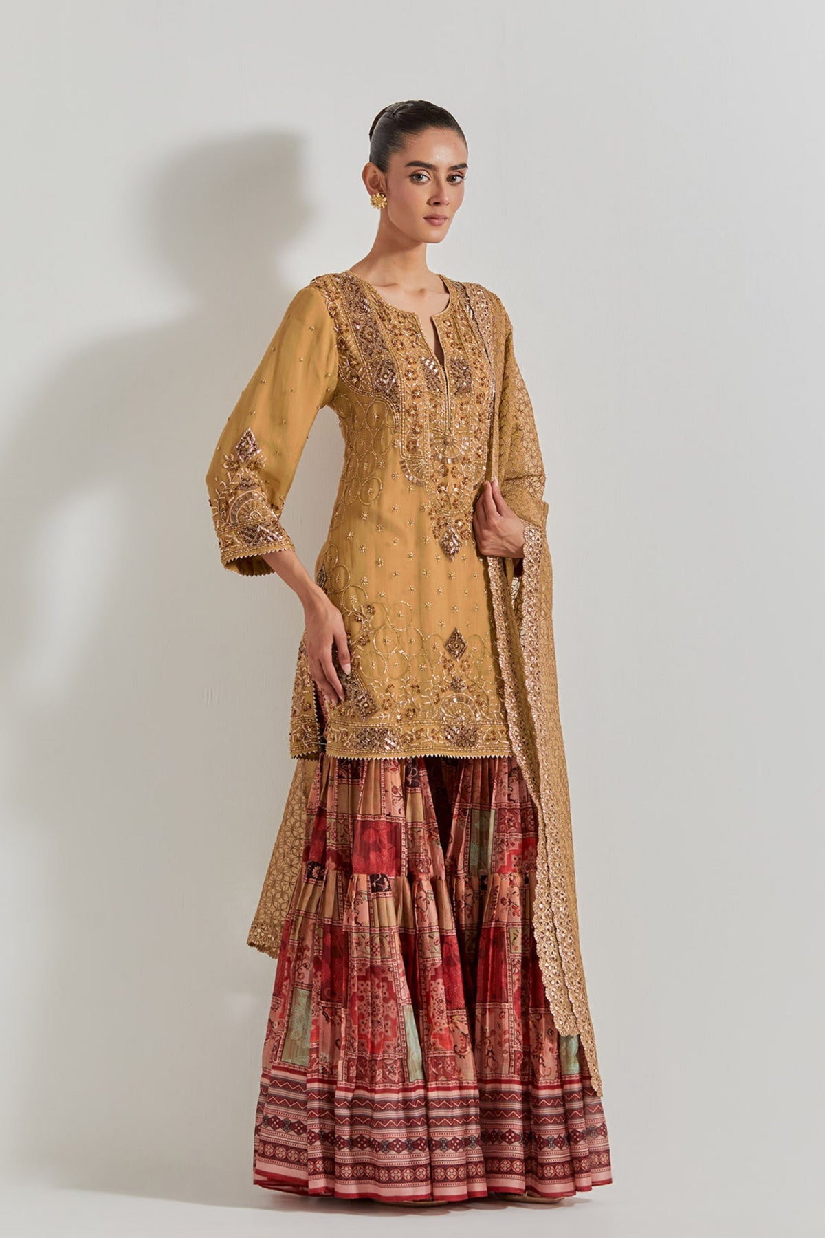 Chanderi Silk Pleated Sharara Set