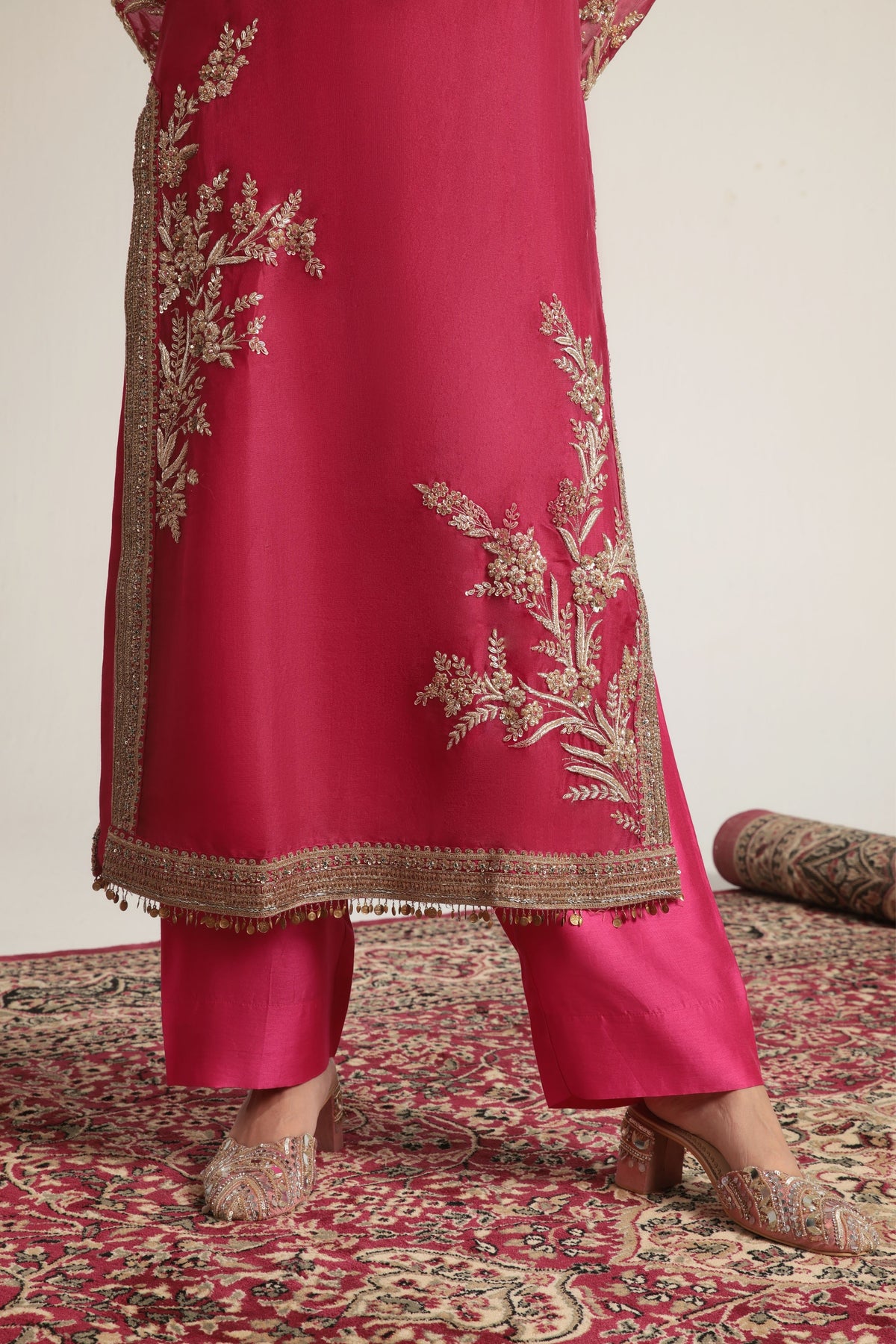 Pink Jaal Kurta Set