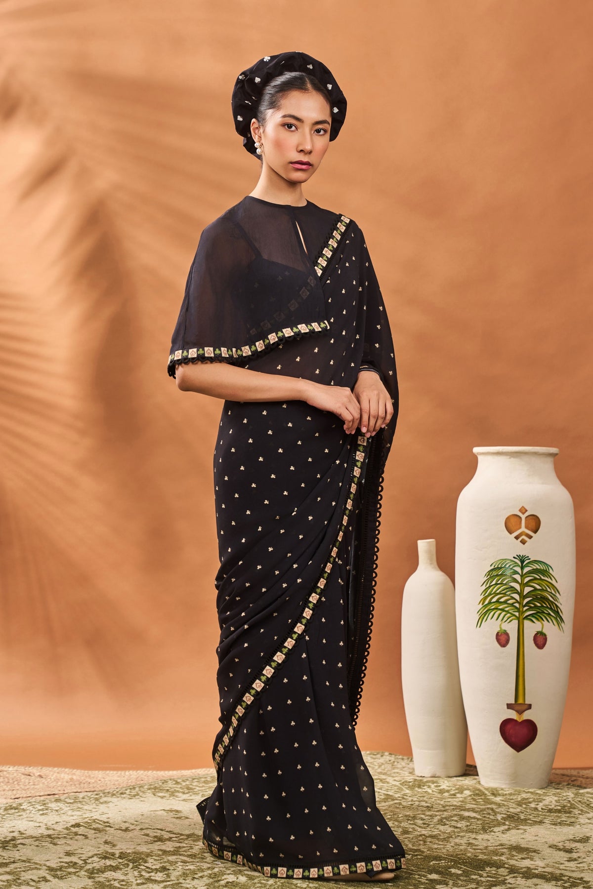 Black Striped All Fours Saree