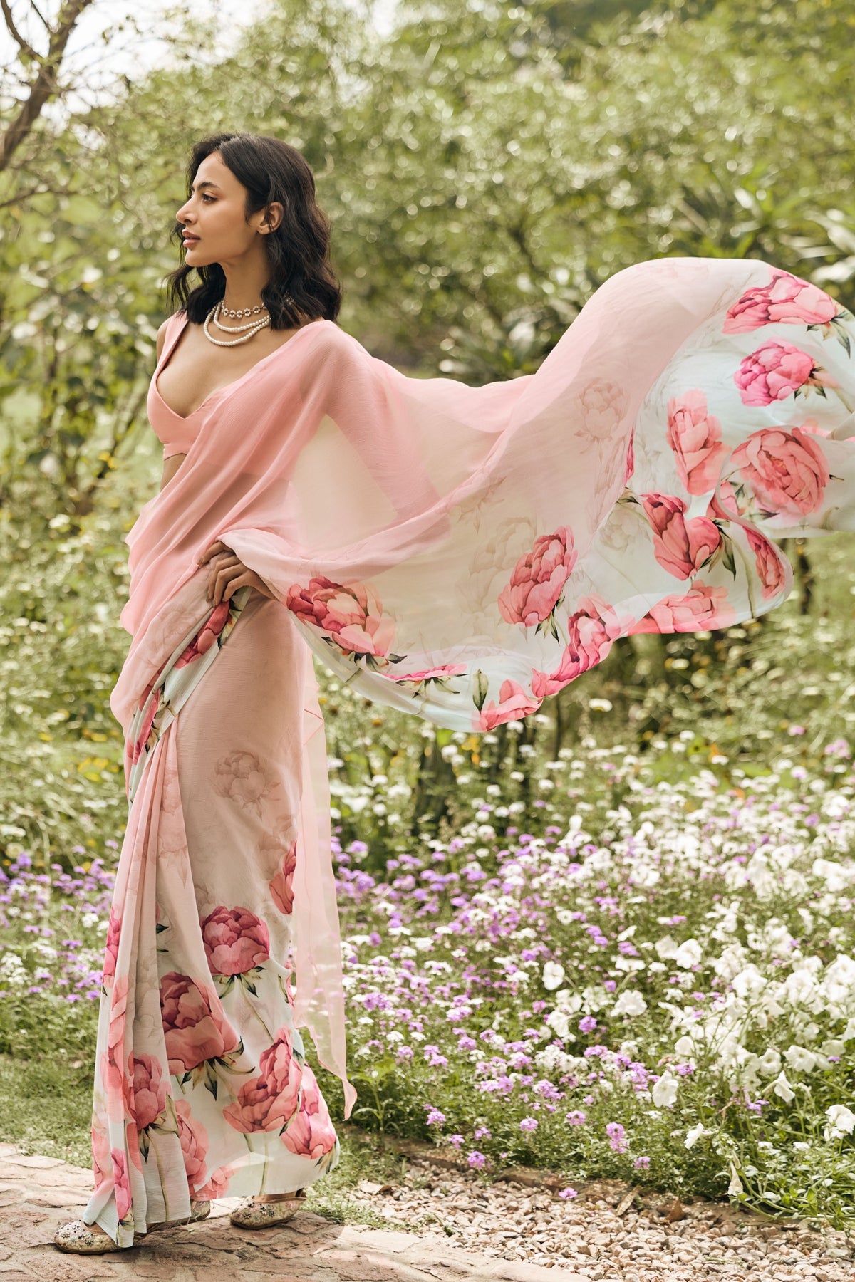 Monica Coral Reef Ombre Saree