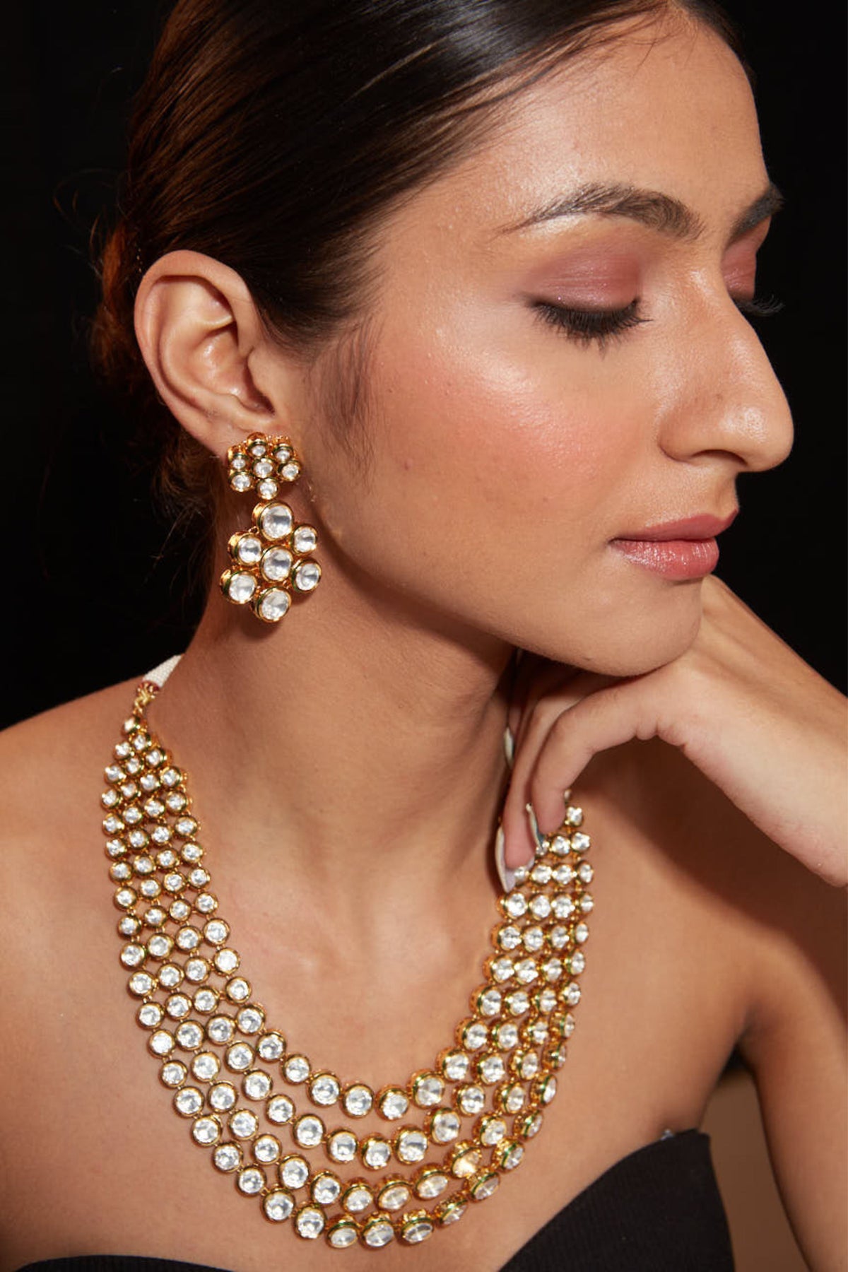Multi-layered Kundan Polki Necklace Set