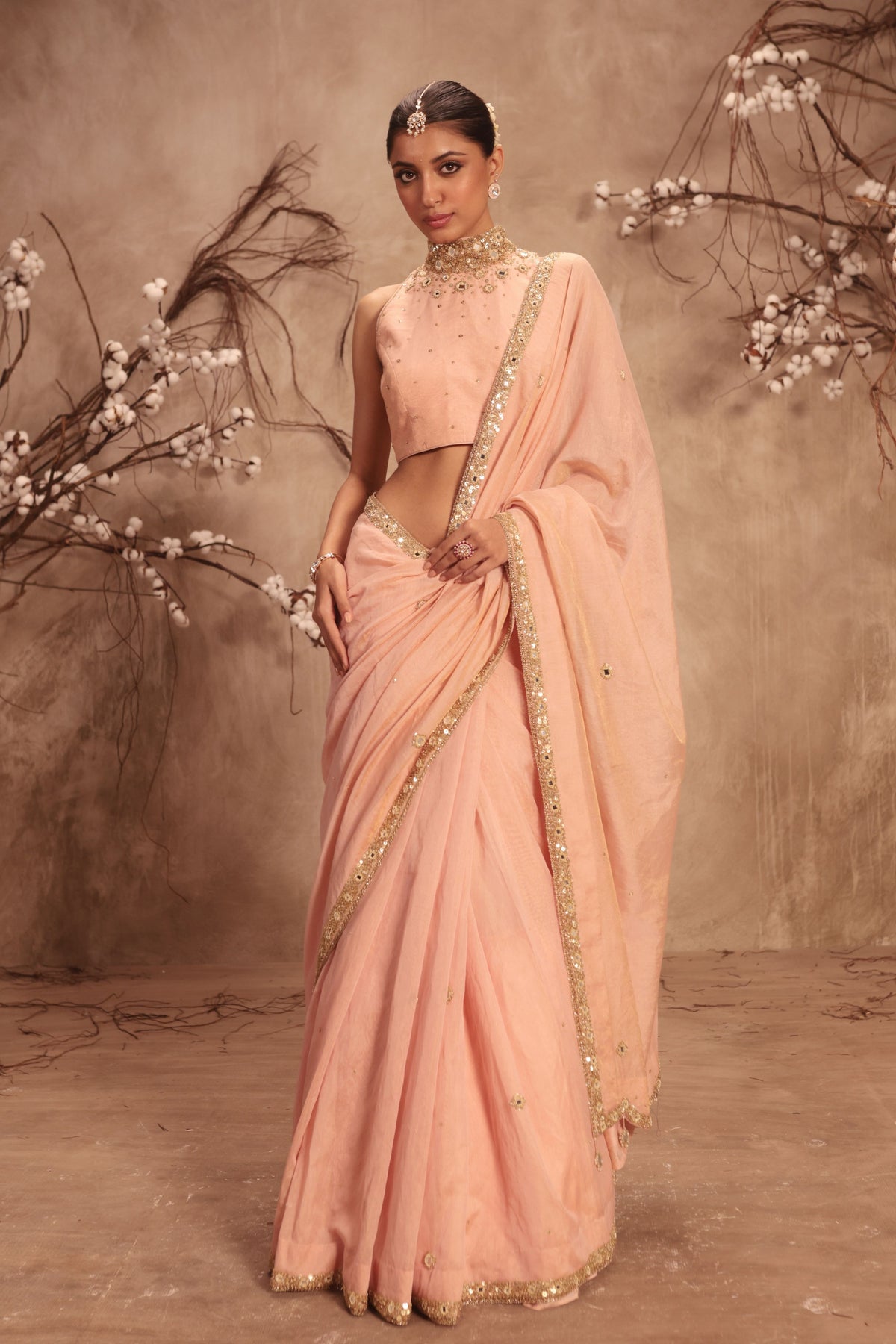 Light Pink Choker Saree Set