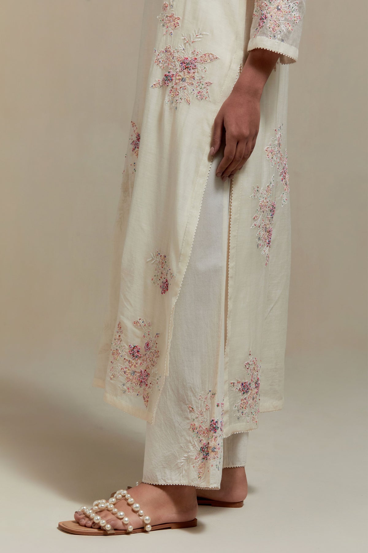 Pink Floral Kurta And Pants
