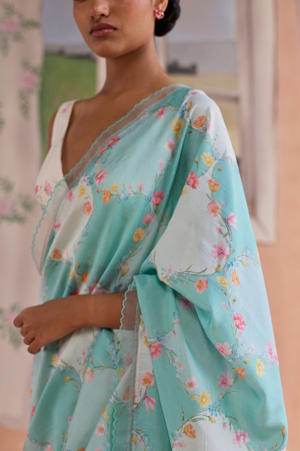 Drift and Dream Aqua Mulberry Silk Sari