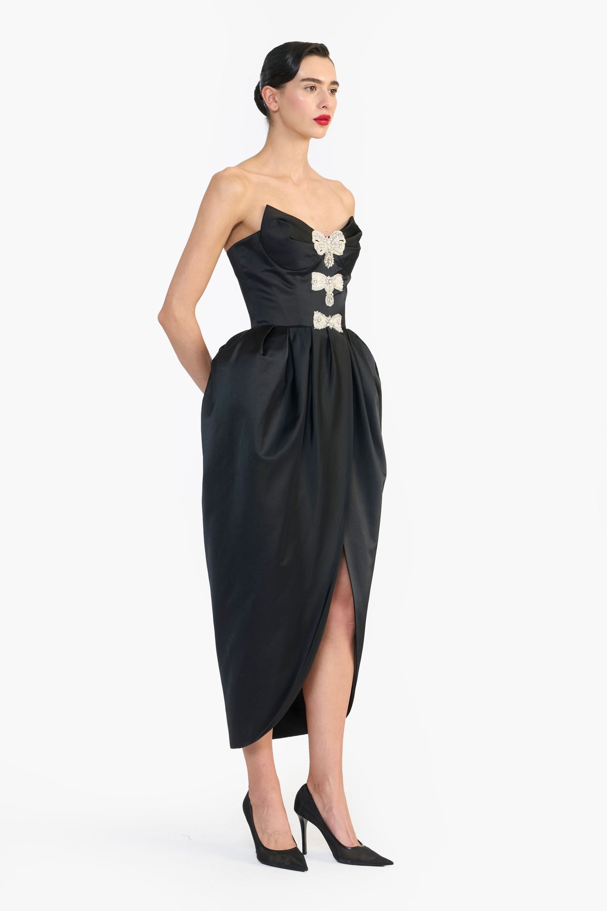 Black Sculpted Strapless Dress