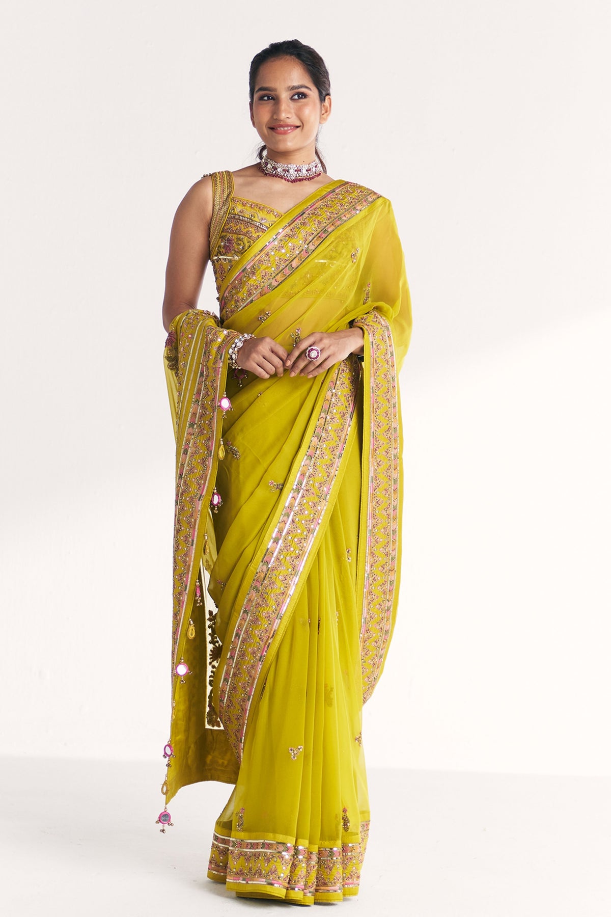 Rangeela Lime Green Saree