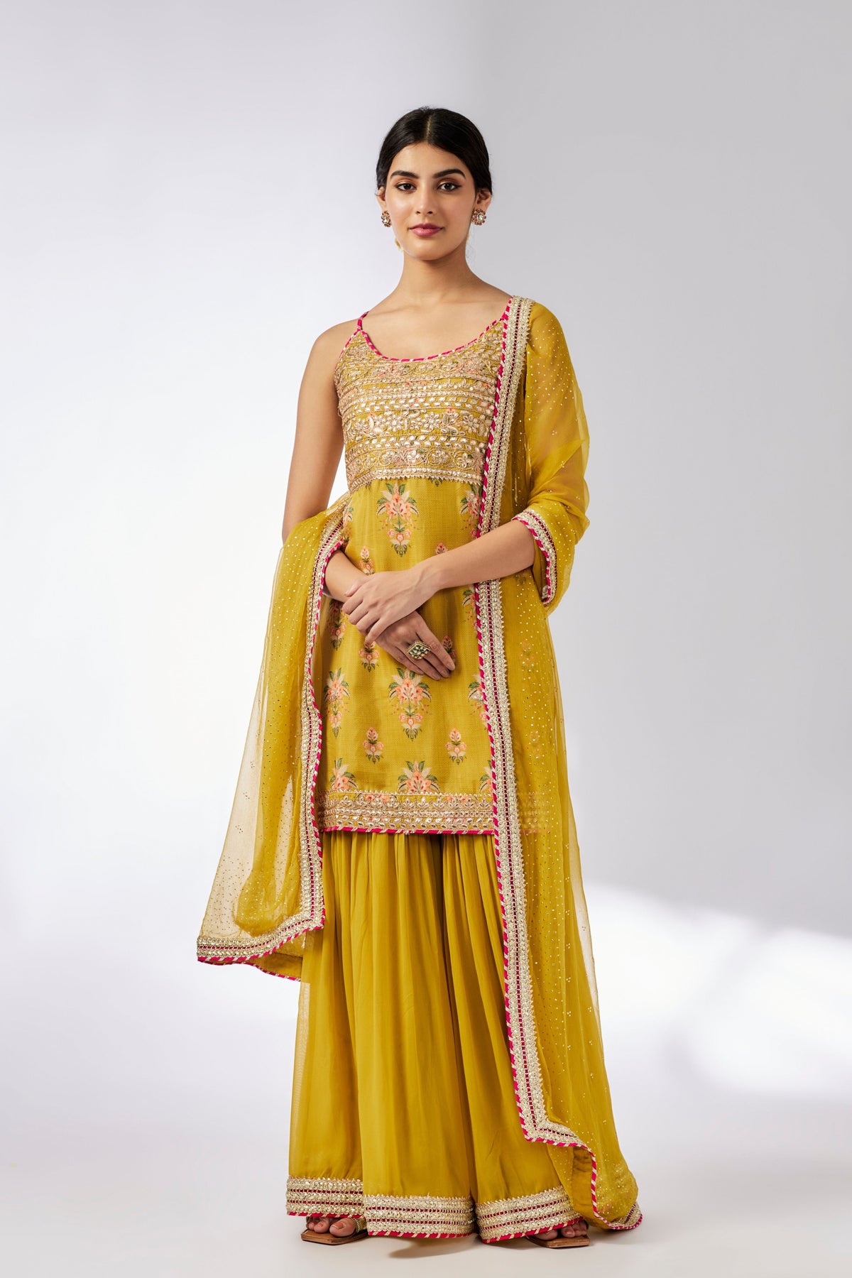 Mustard Advika Strappy Sharara Set