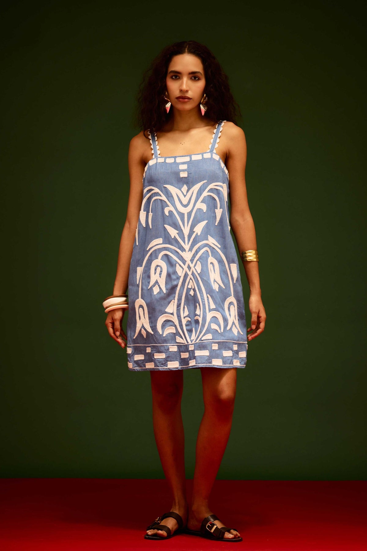 Denim Strappy Shift Dress