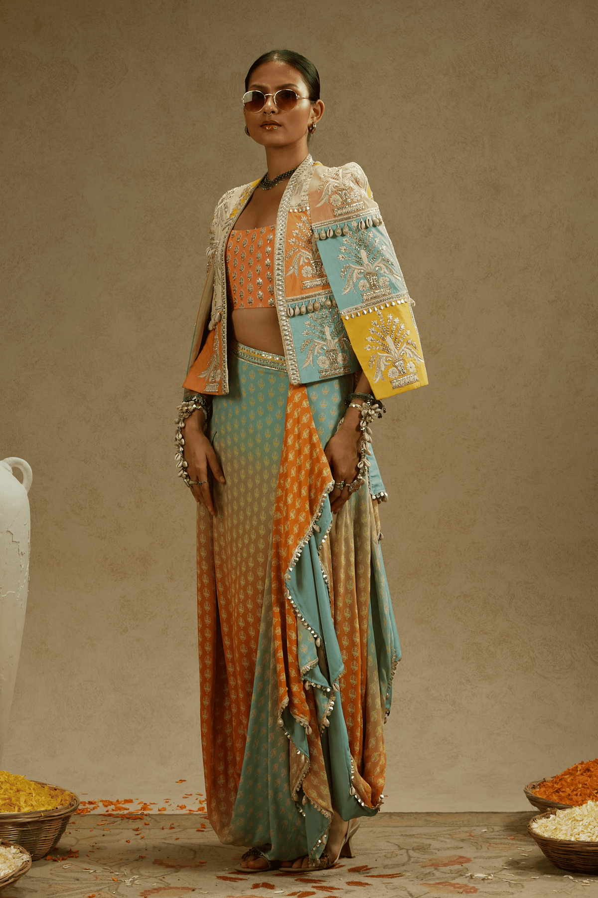 Cape With Bustier and Drape Skirt