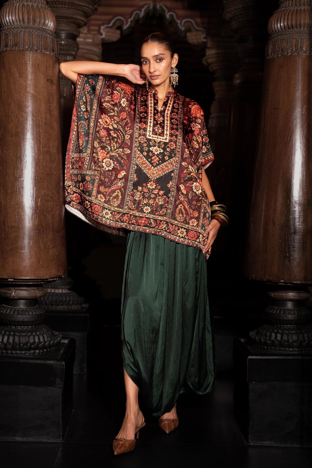 Floral Kaftan & Cowl Pants