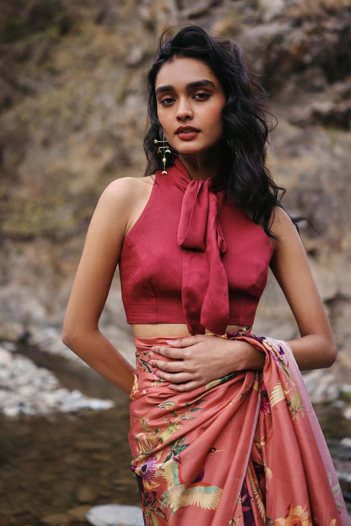 Apricot Field Saree Set