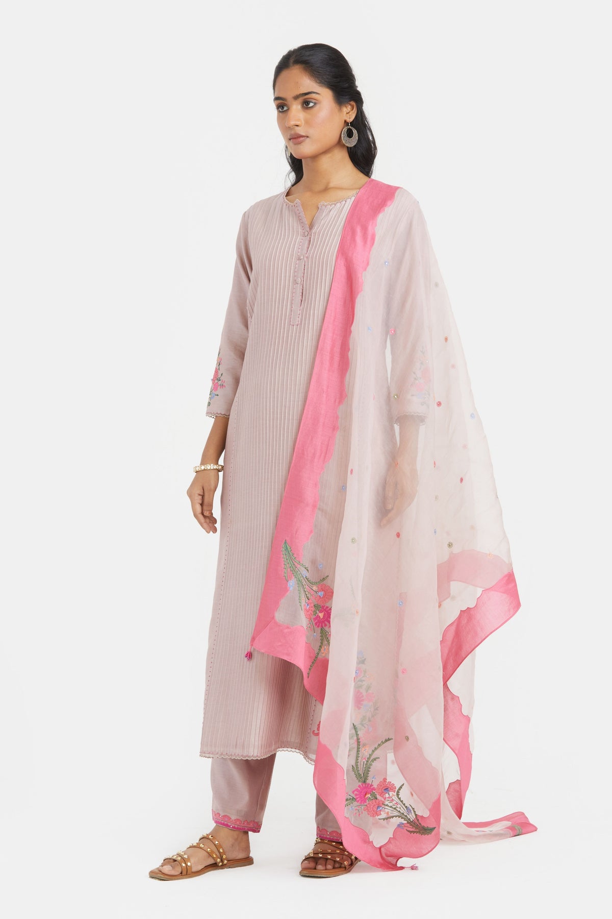 Lilac Pintucks Kurta Set