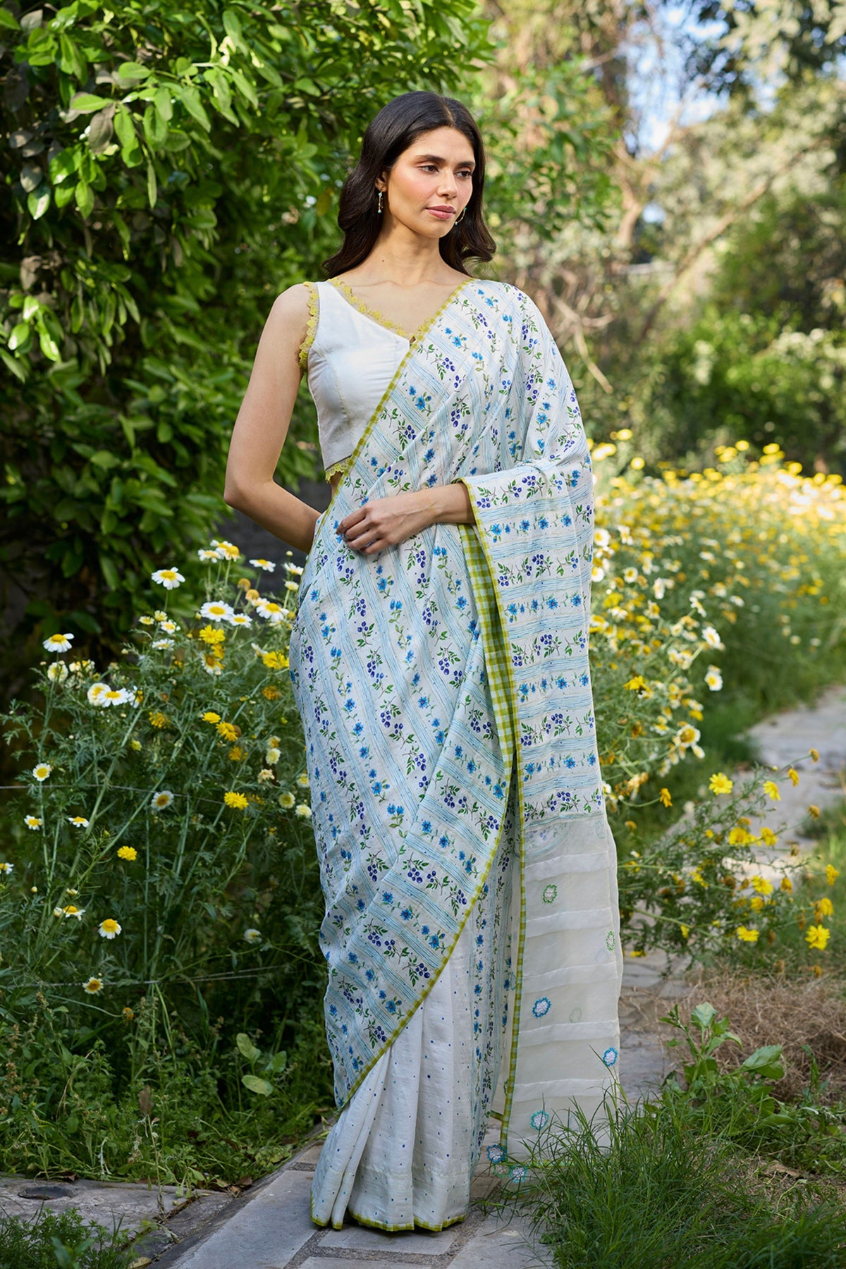 Hidden Orchard Ivory Saree