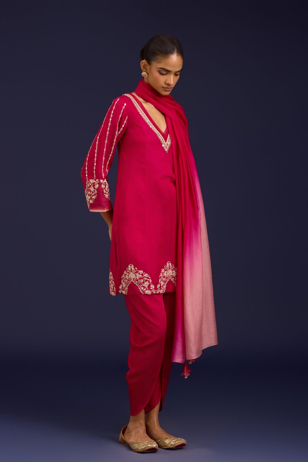 Fuchsia Cotton Kurta Set