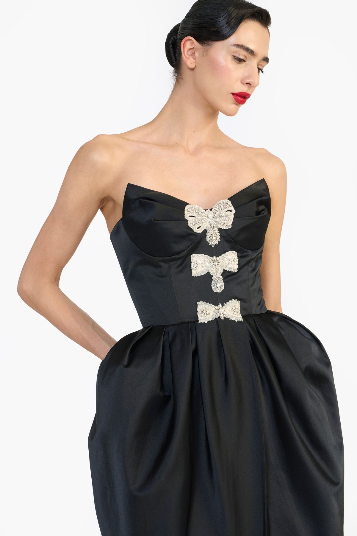 Black Sculpted Strapless Dress