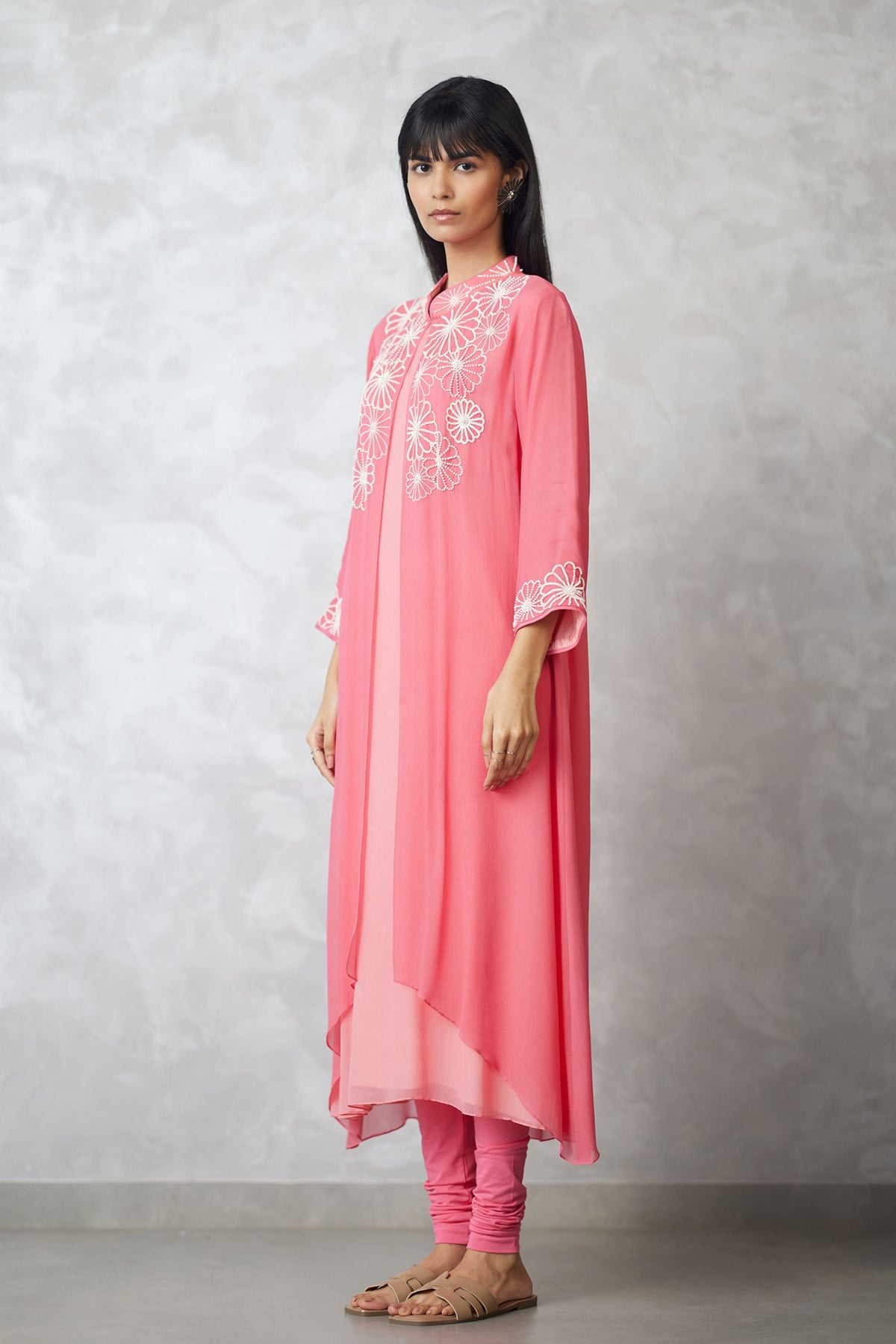 Coral Blocked Faux Jacket Dress