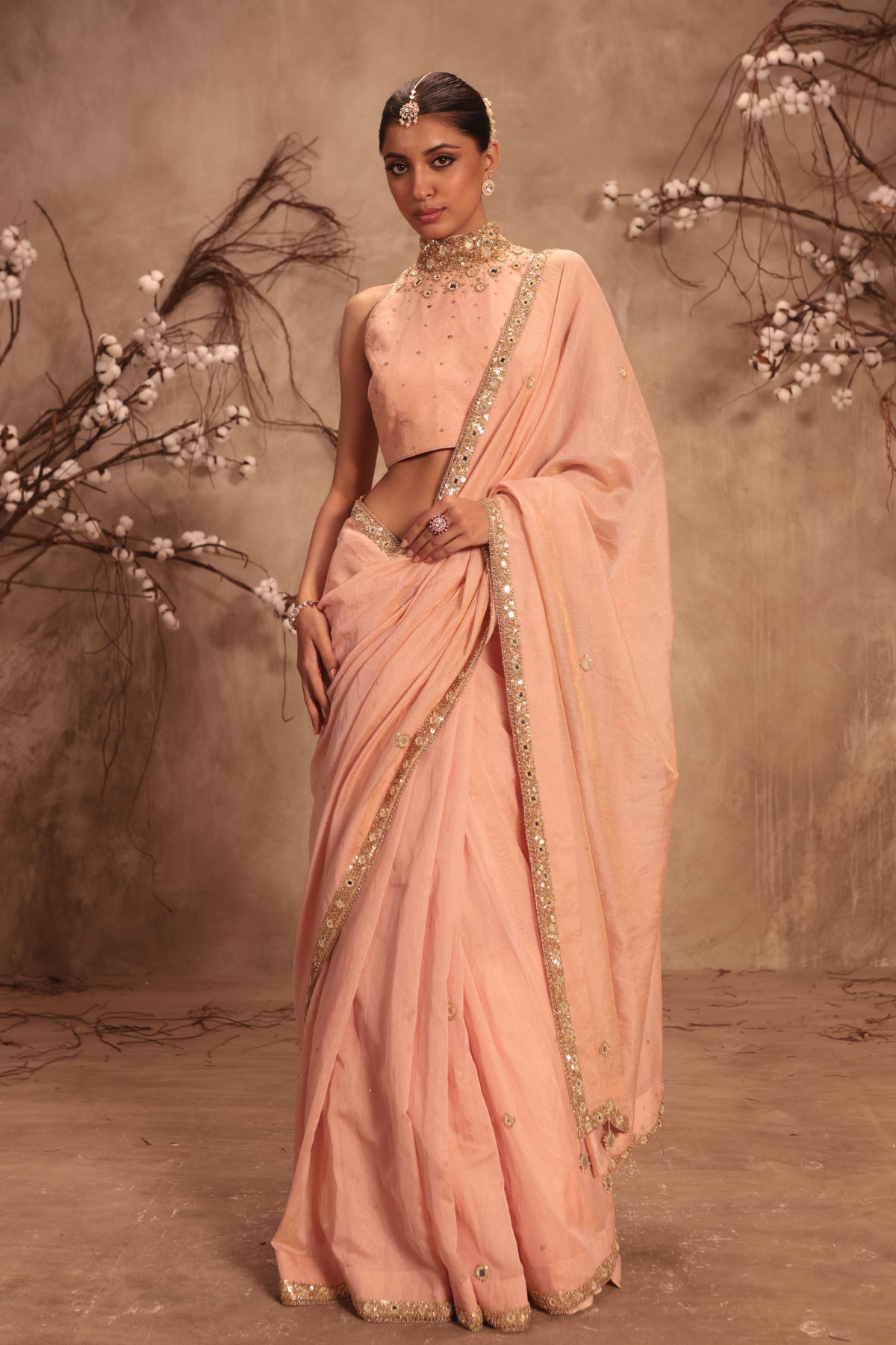 Light Pink Choker Saree Set