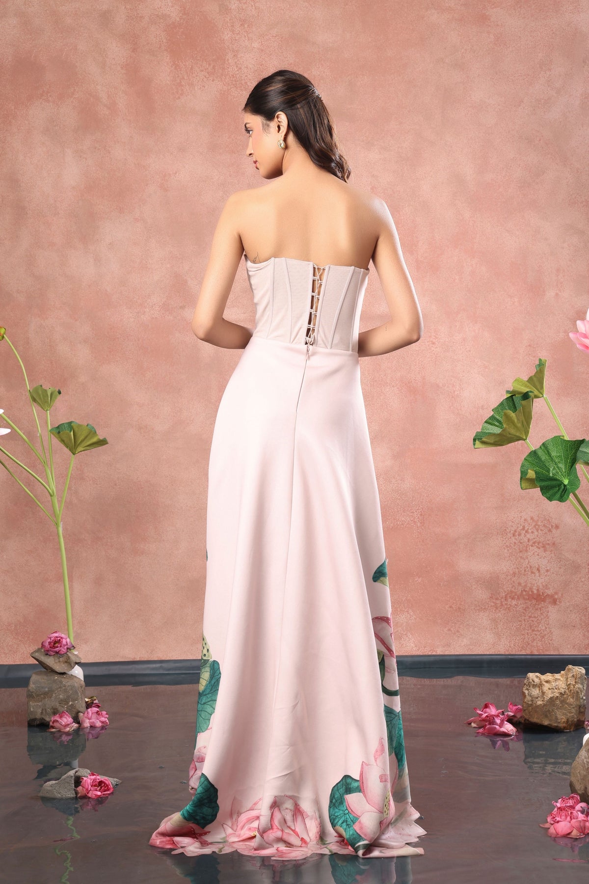 Corset Printed High Low Dress