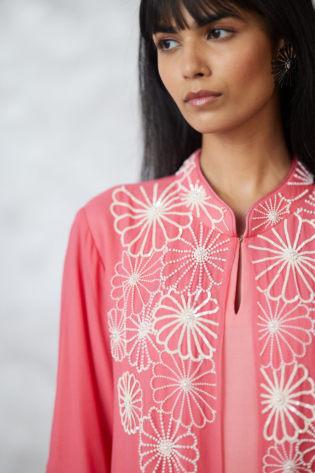 Coral Blocked Faux Jacket Dress