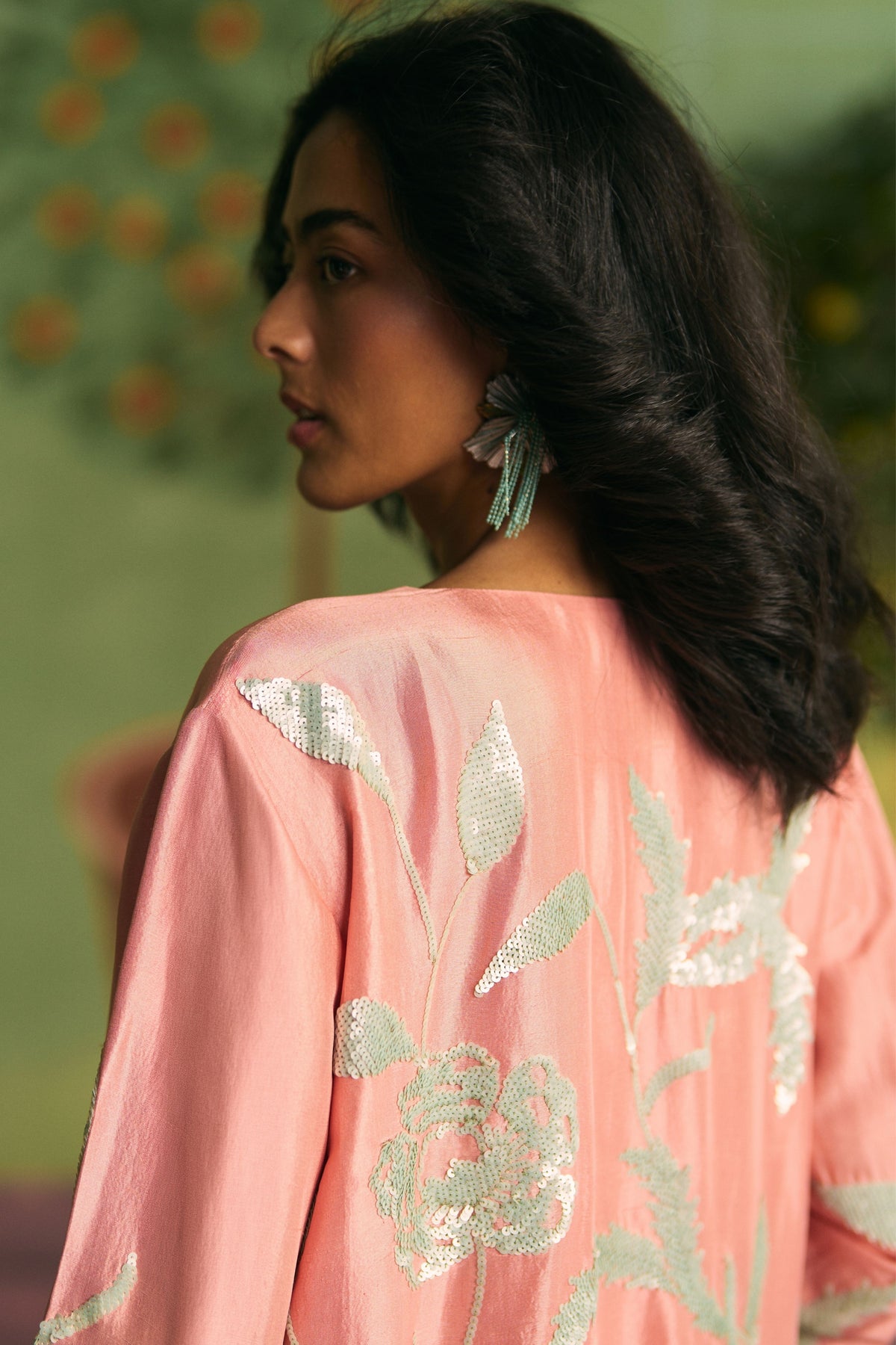 Peach Mint Garden Sharara Set
