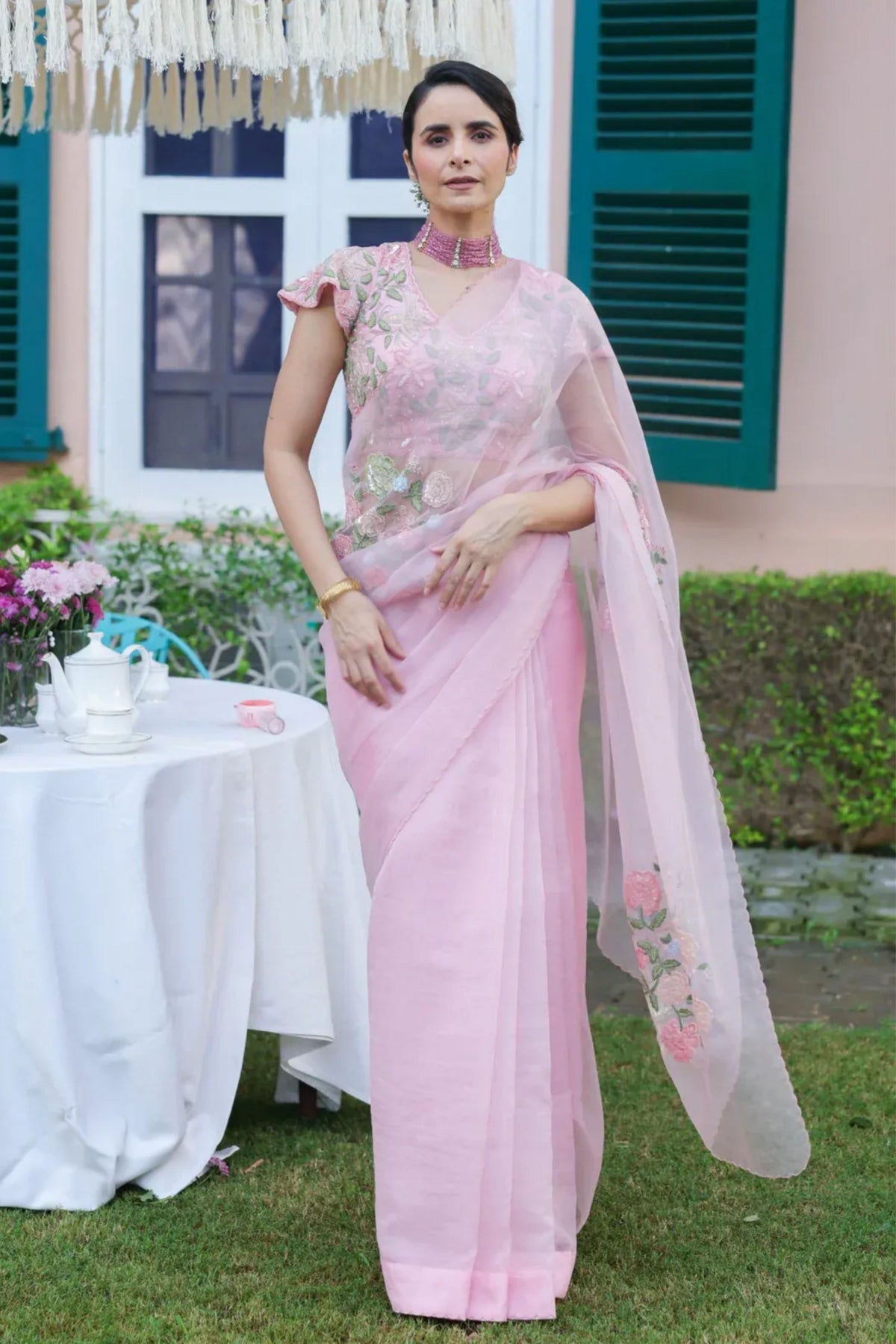 Leaf Bloom Saree Set