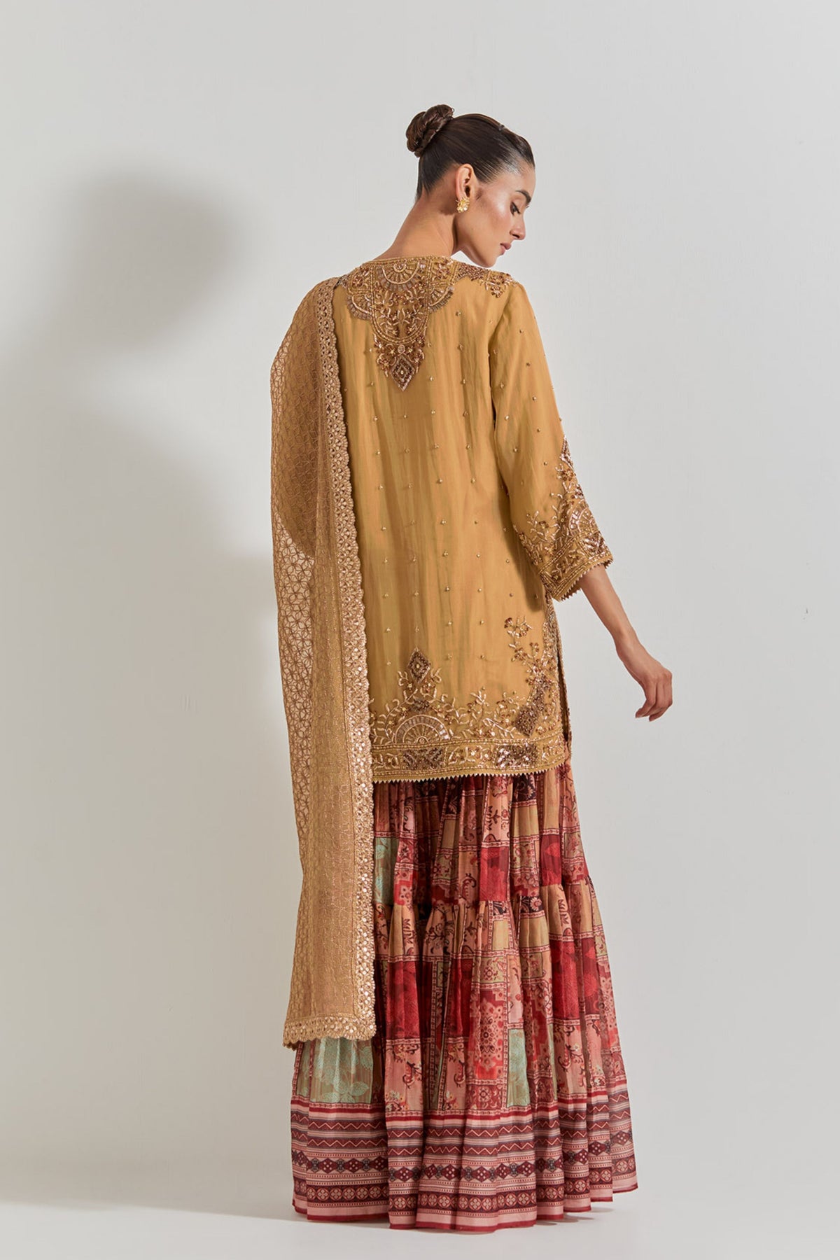 Chanderi Silk Pleated Sharara Set