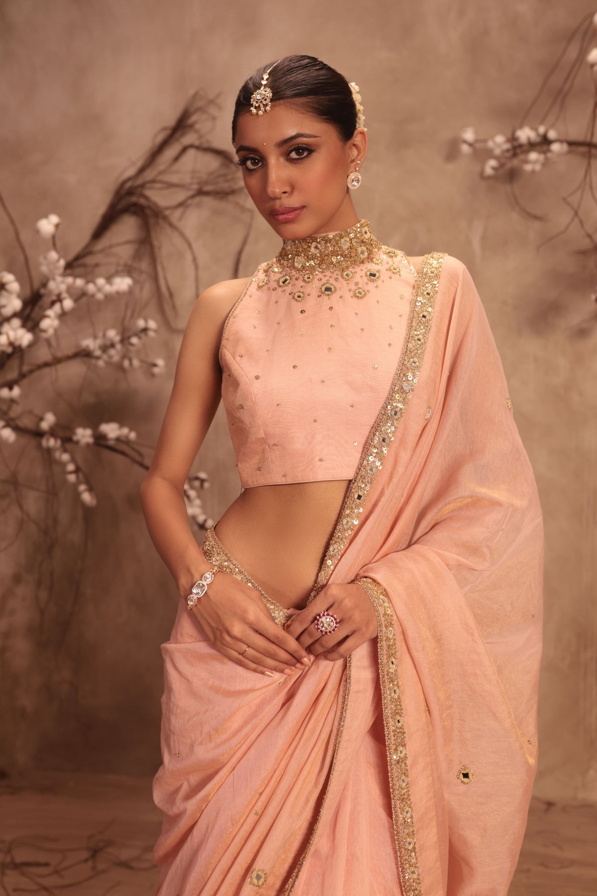 Light Pink Choker Saree Set