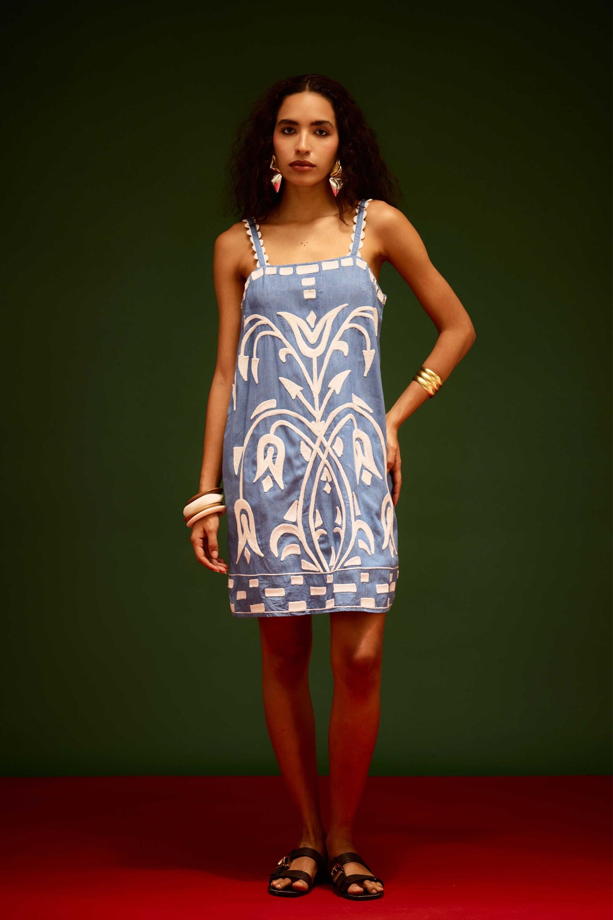 Denim Strappy Shift Dress